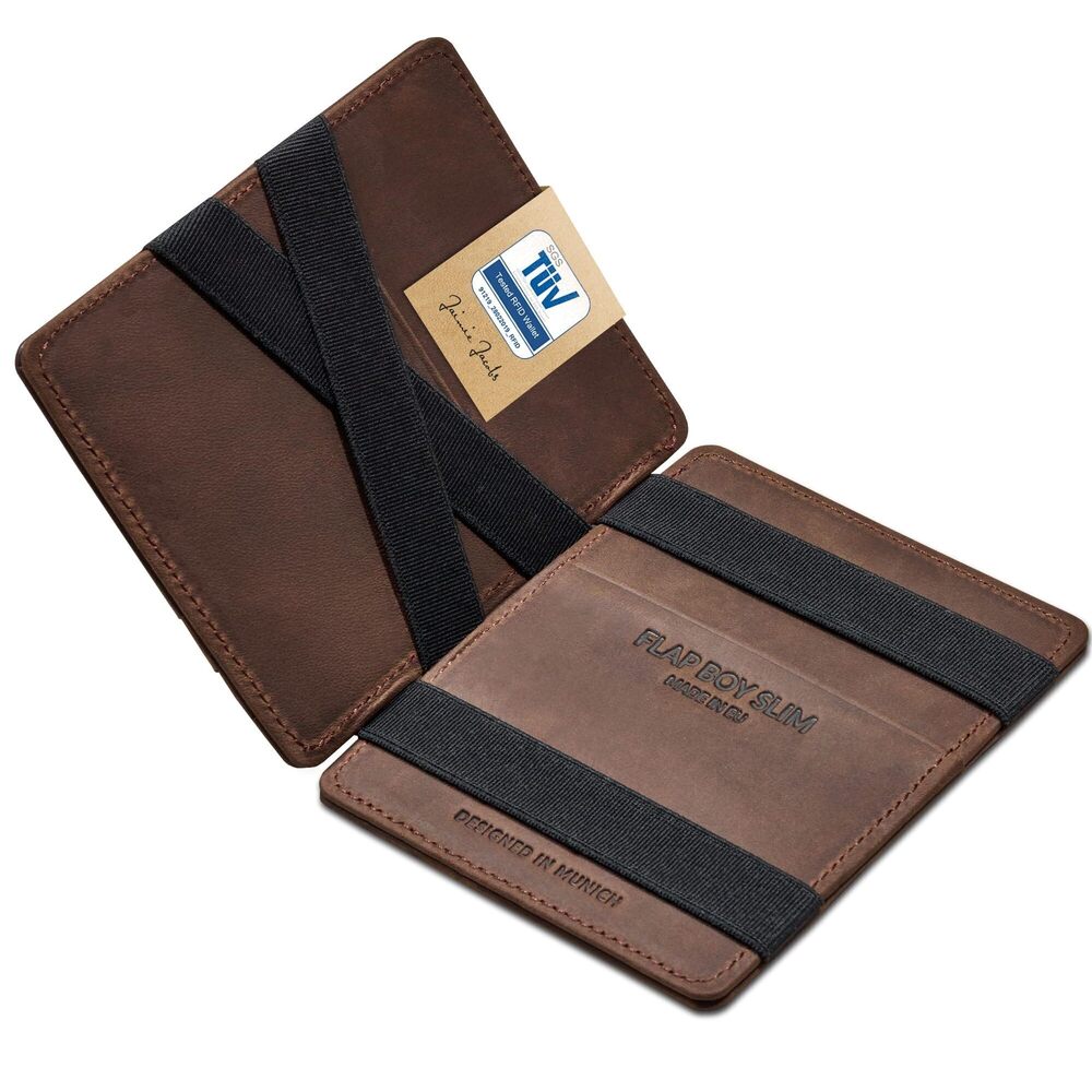 8832 Flap Boy Slim Magic Wallet Leather RFID Blocking Buffalo Leather Dark